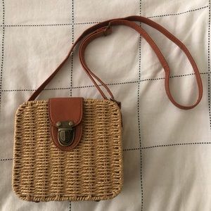 Rattan Boho Square Crossbody Bag